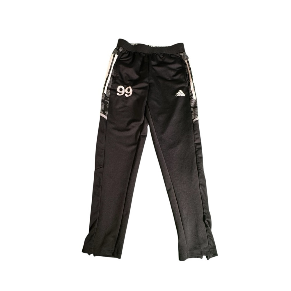 Adidas Youth Primeblue Track Pants Size 11-12Y Black #99 Zip Hem Parley